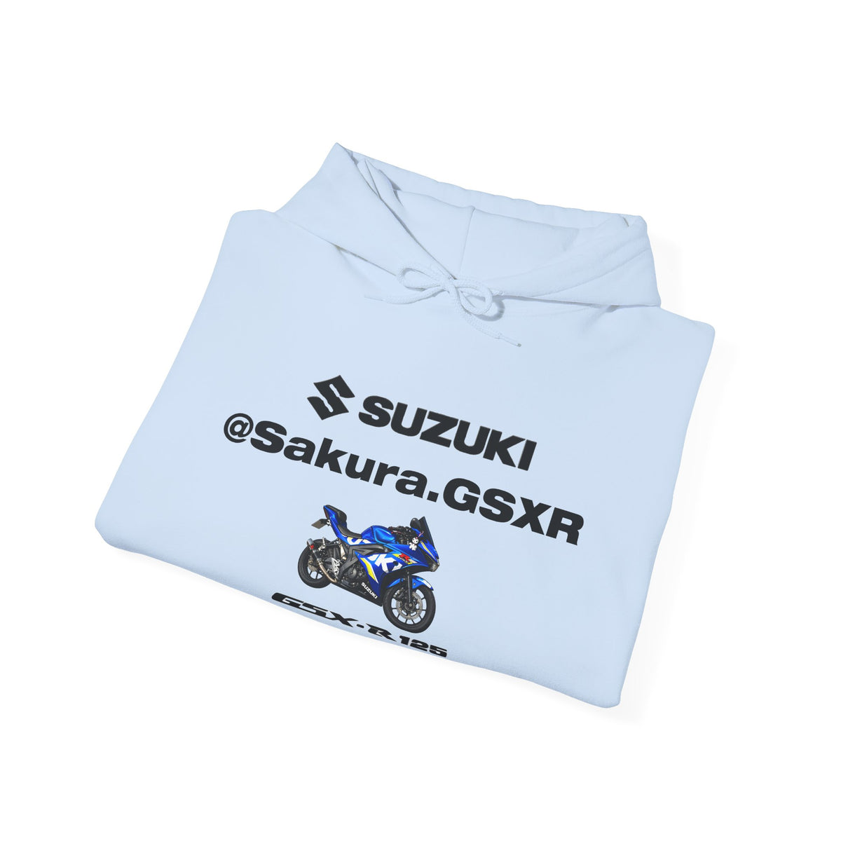 Suzuki GSX-R @sakura.GSXR  Motorcycle Hoodie — Blue Sportbike Graphic