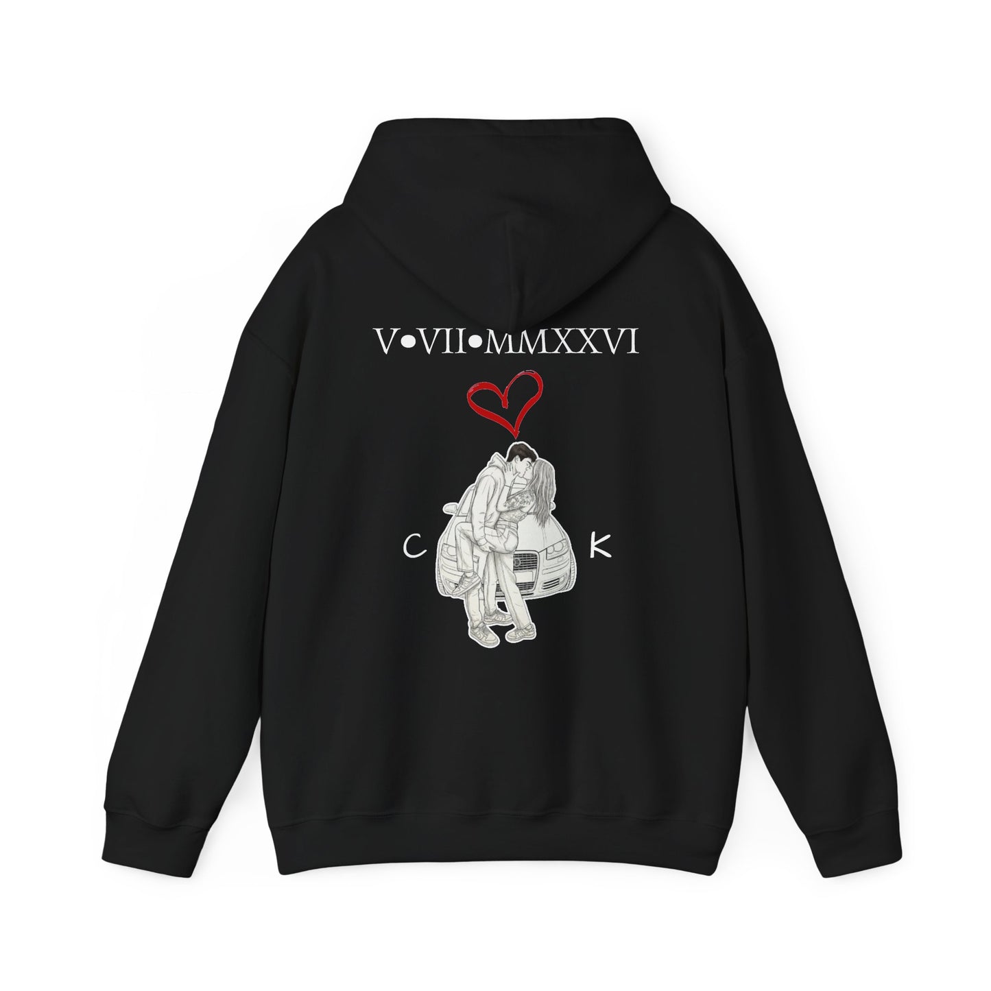 Hoodie — Romantic Roman Numeral Couple Graphic Hoodie (V•VII•MMXXVI)