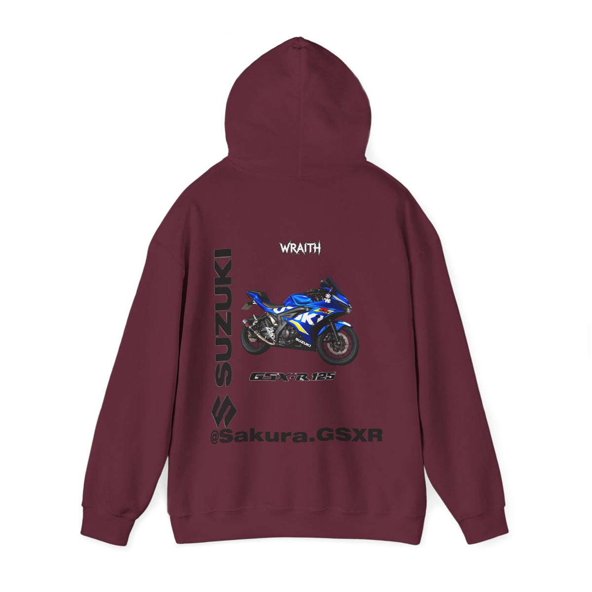 Suzuki GSX-R @sakura.GSXR  Motorcycle Hoodie — Blue Sportbike Graphic