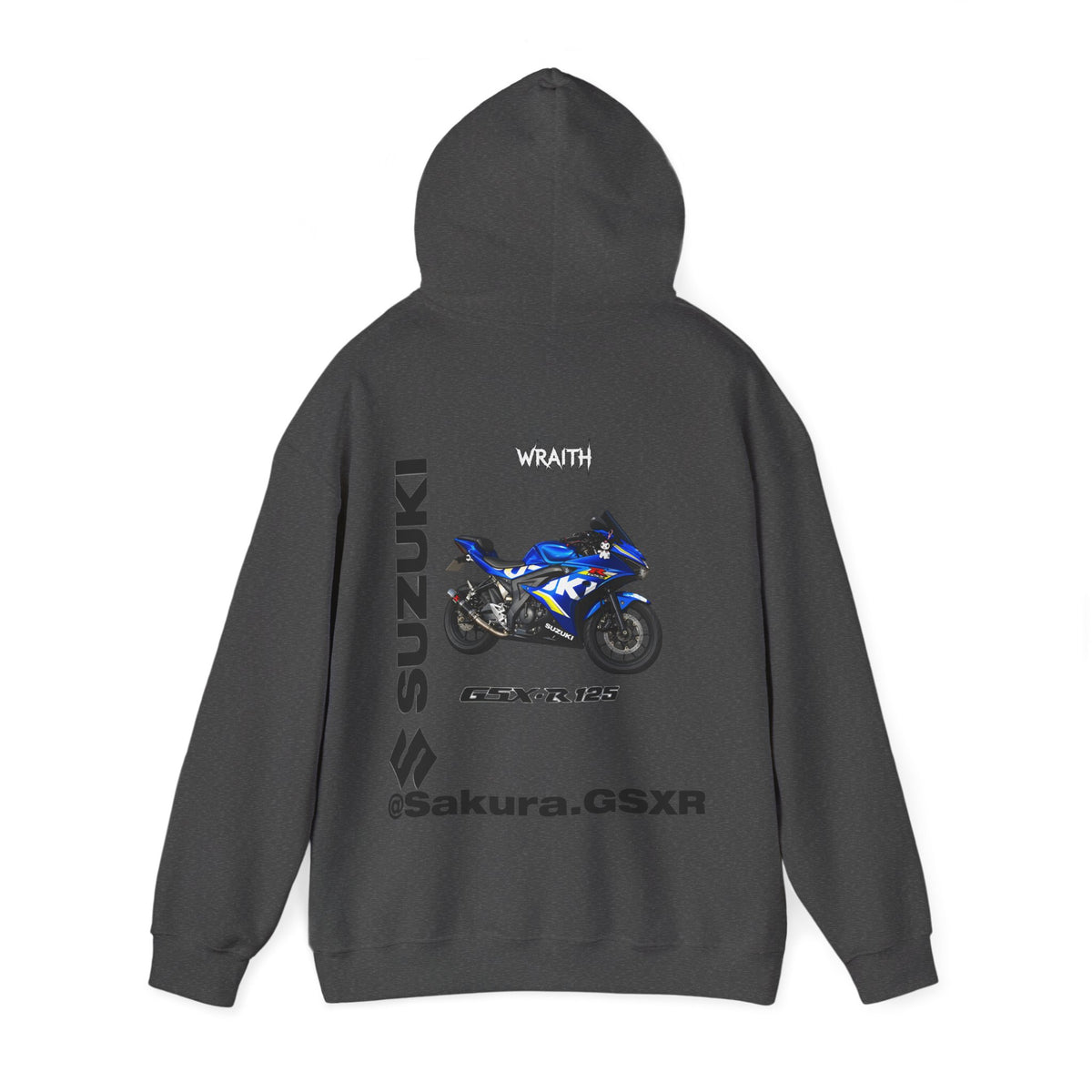 Suzuki GSX-R @sakura.GSXR  Motorcycle Hoodie — Blue Sportbike Graphic