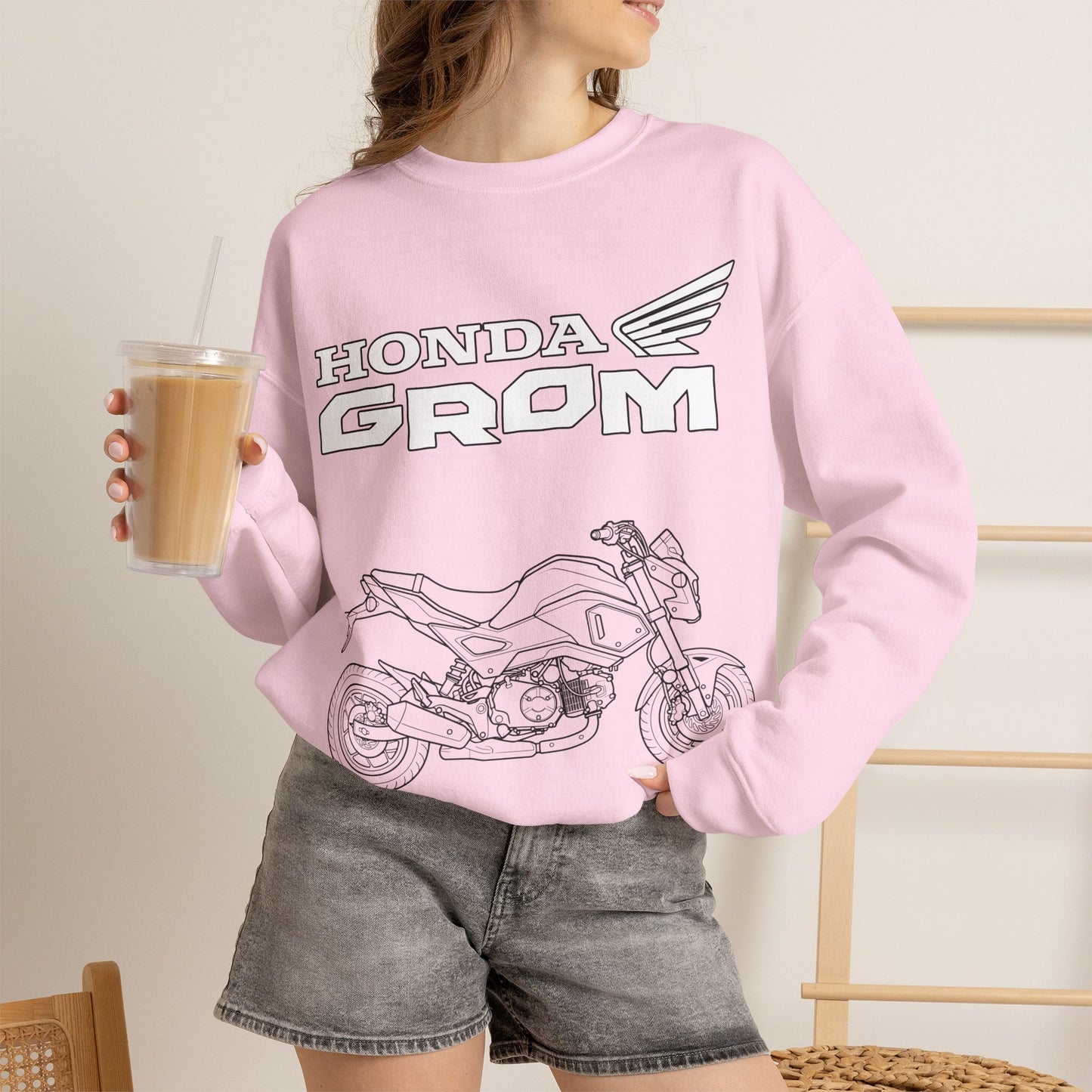 Honda Grom Outline Motorcycle Crewneck Sweatshirt | Moto Graphic