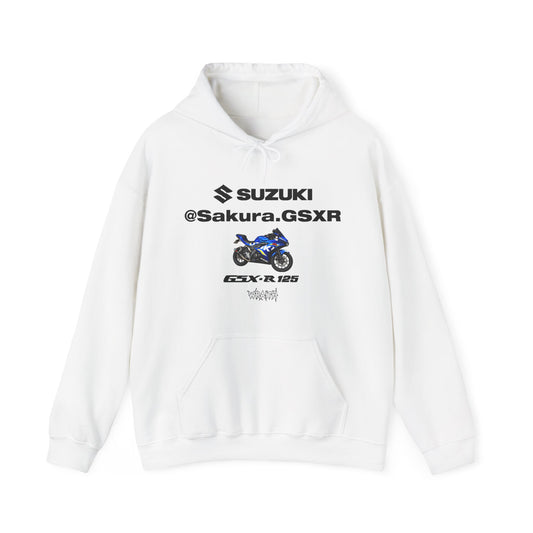 Suzuki GSX-R @sakura.GSXR  Motorcycle Hoodie — Blue Sportbike Graphic