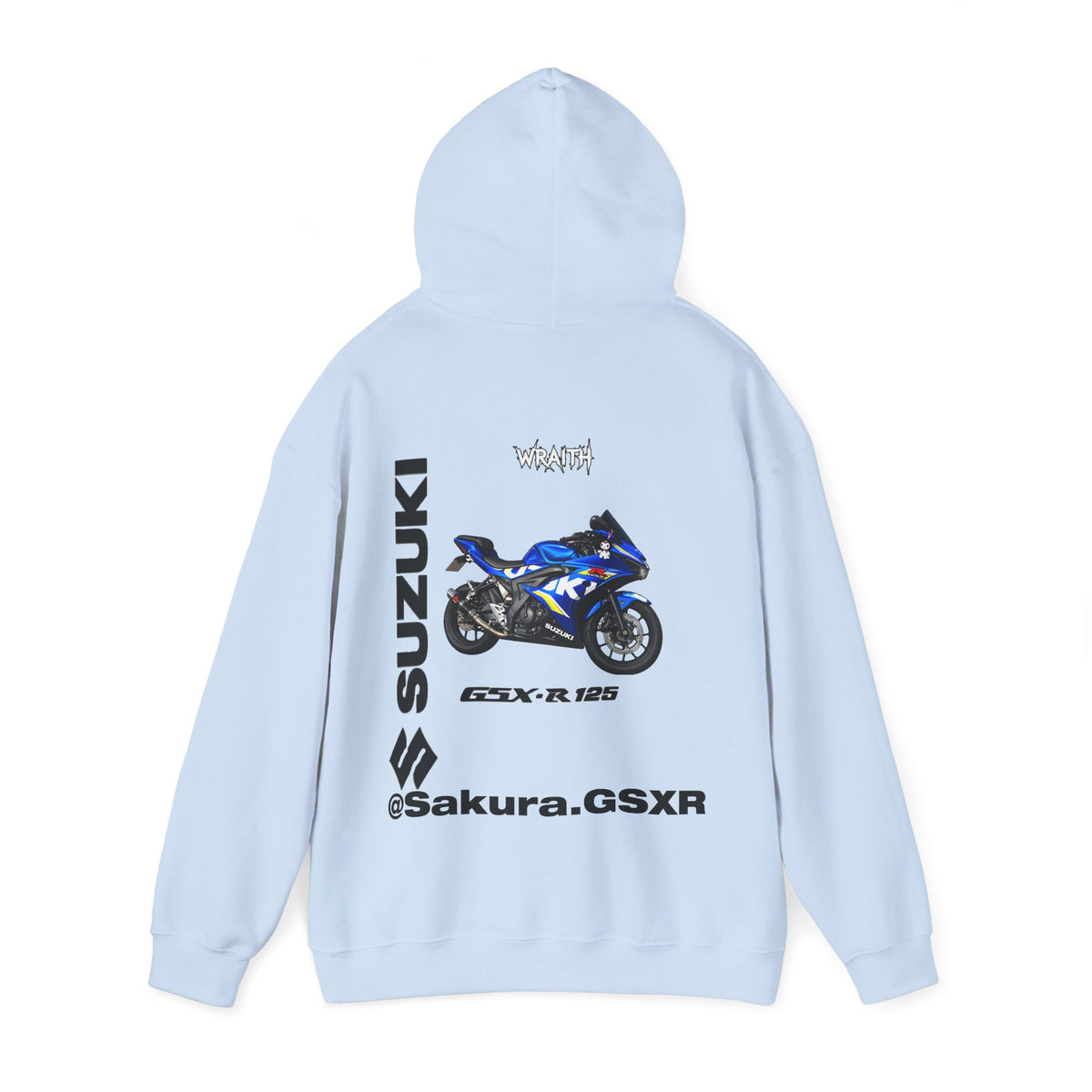Suzuki GSX-R @sakura.GSXR  Motorcycle Hoodie — Blue Sportbike Graphic