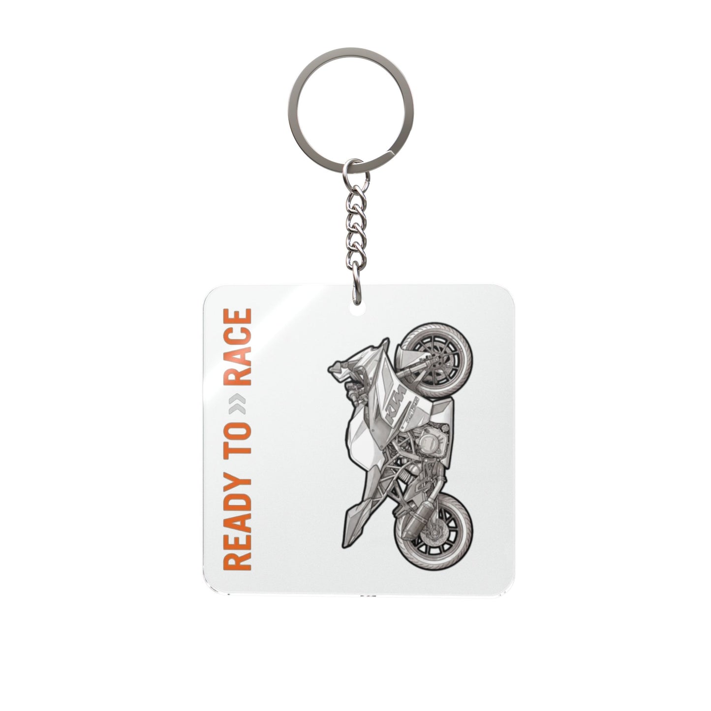 Ktm RC125 Ready to Race Motorcycle Square Keychain | Sportbike Illustration