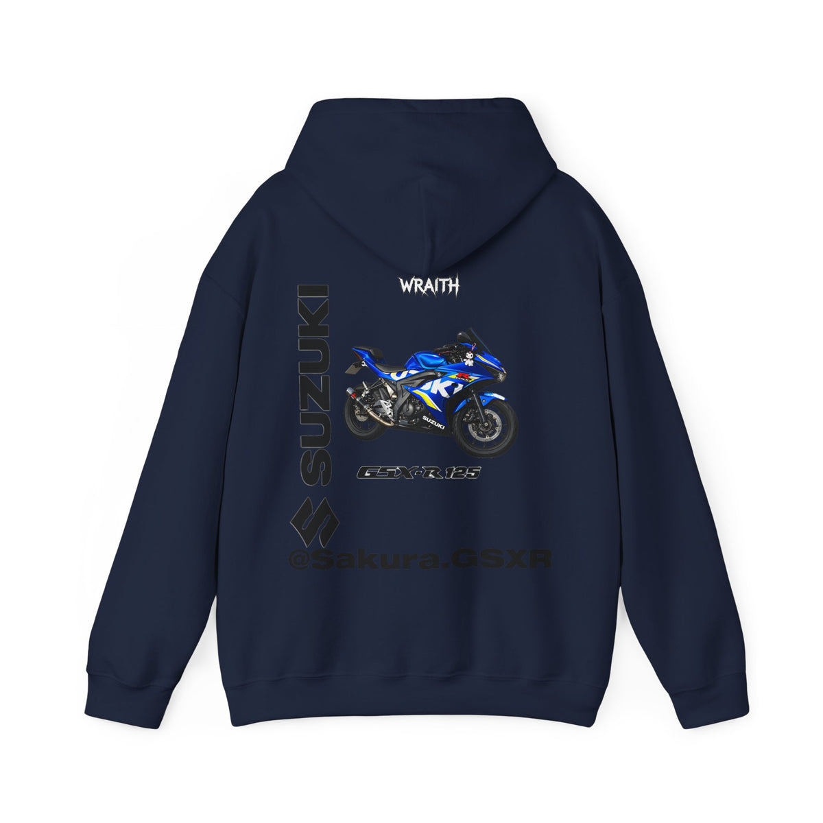 Suzuki GSX-R @sakura.GSXR  Motorcycle Hoodie — Blue Sportbike Graphic