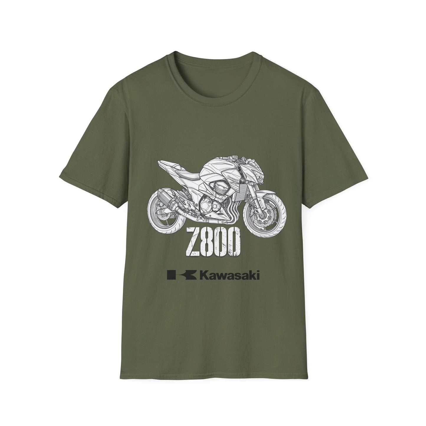 Kawasaki Motorcycle Sketch T-Shirt | Sportbike Line Art Tee