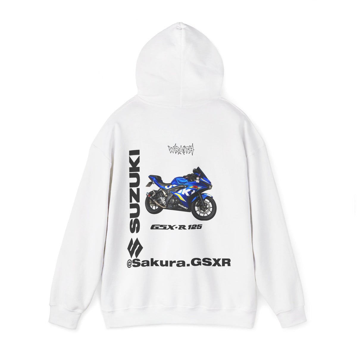 Suzuki GSX-R @sakura.GSXR  Motorcycle Hoodie — Blue Sportbike Graphic