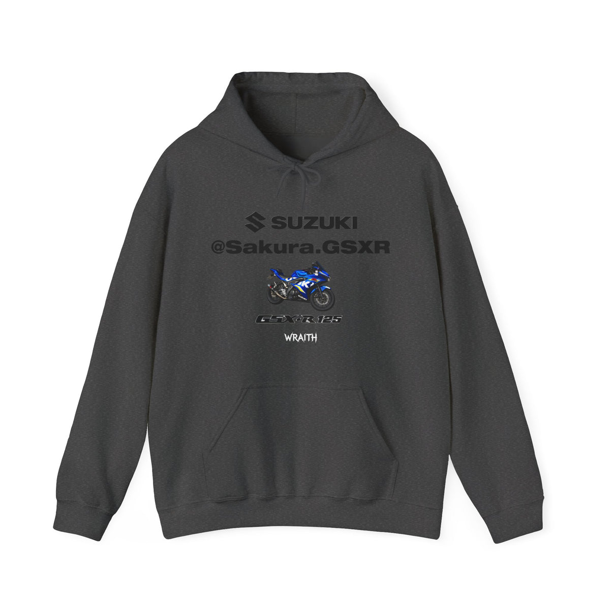 Suzuki GSX-R @sakura.GSXR  Motorcycle Hoodie — Blue Sportbike Graphic