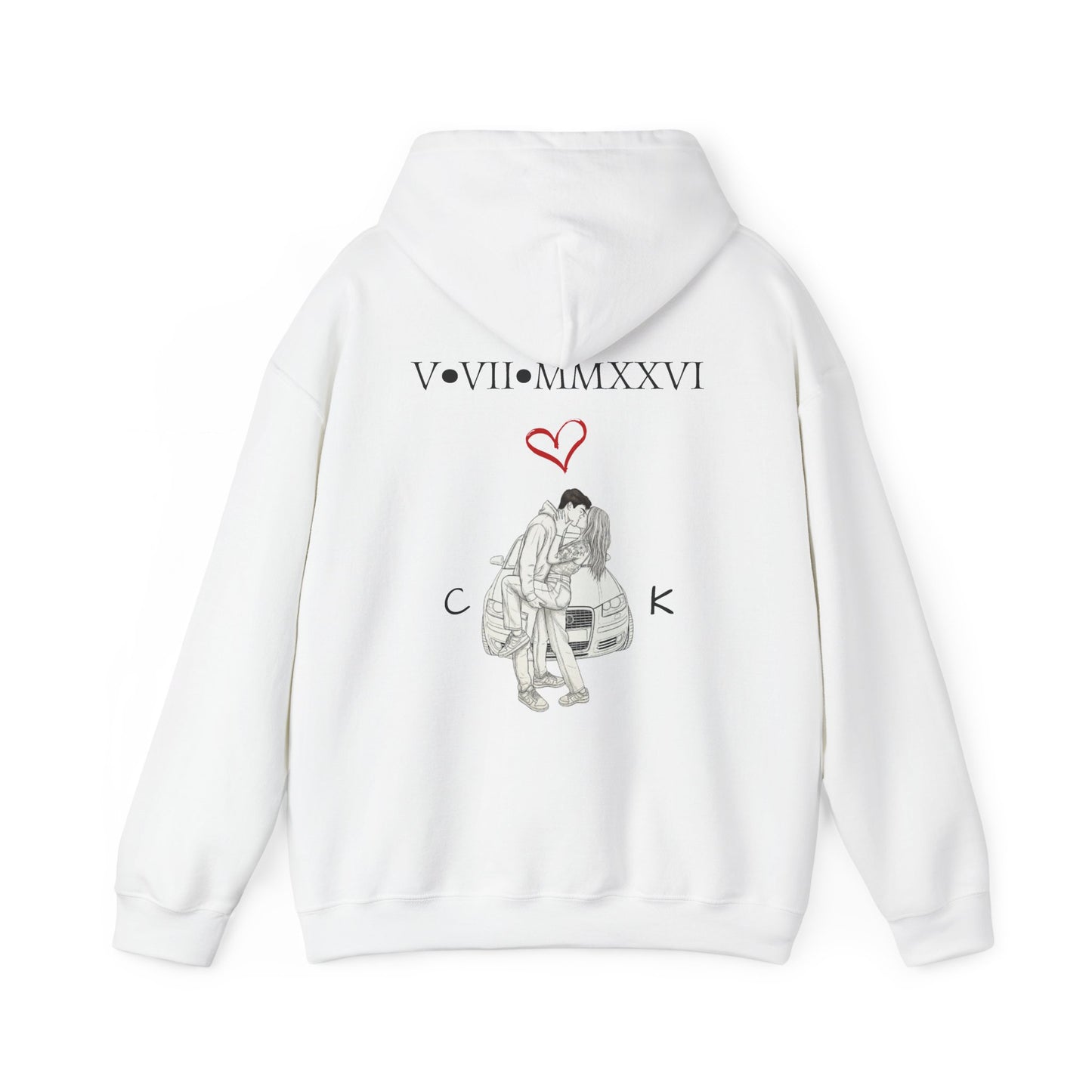 Hoodie — Romantic Roman Numeral Couple Graphic Hoodie (V•VII•MMXXVI)
