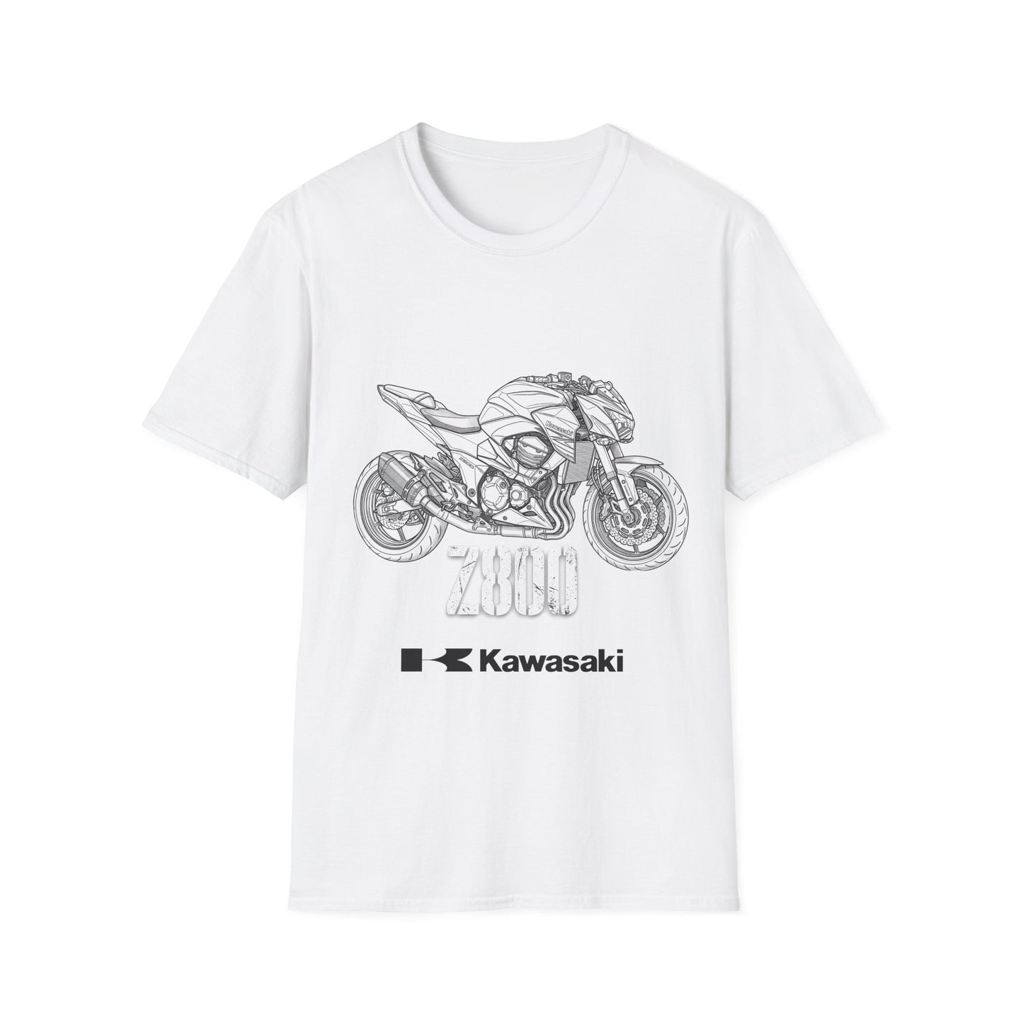 Kawasaki Motorcycle Sketch T-Shirt | Sportbike Line Art Tee