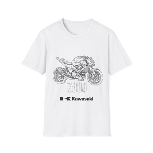 Kawasaki Motorcycle Sketch T-Shirt | Sportbike Line Art Tee