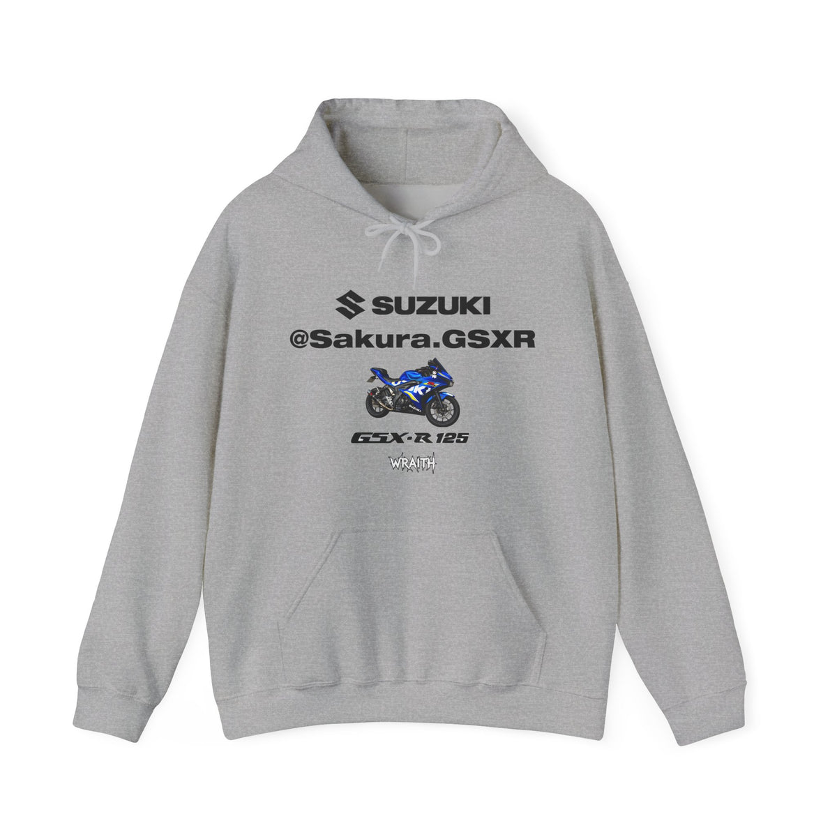 Suzuki GSX-R @sakura.GSXR  Motorcycle Hoodie — Blue Sportbike Graphic