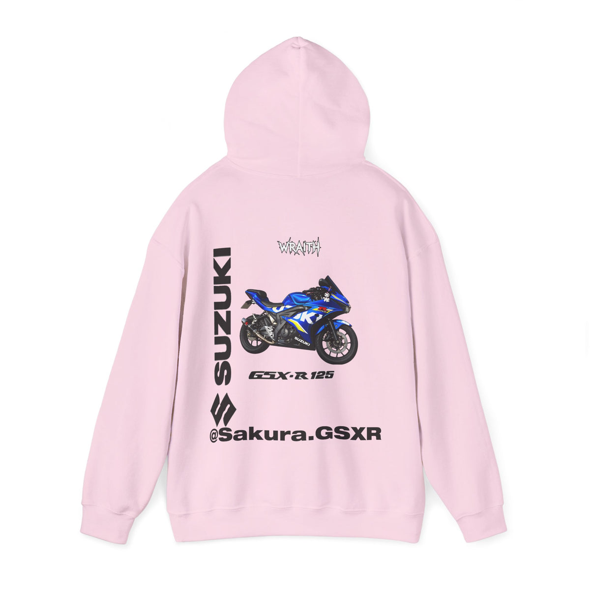 Suzuki GSX-R @sakura.GSXR  Motorcycle Hoodie — Blue Sportbike Graphic
