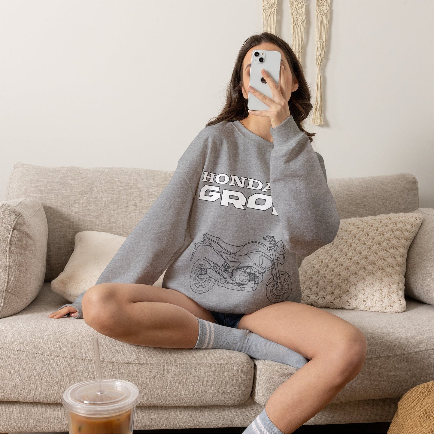 Honda Grom Outline Motorcycle Crewneck Sweatshirt | Moto Graphic