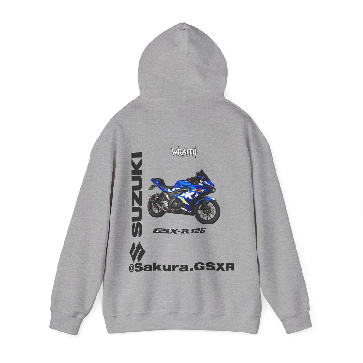 Suzuki GSX-R @sakura.GSXR  Motorcycle Hoodie — Blue Sportbike Graphic