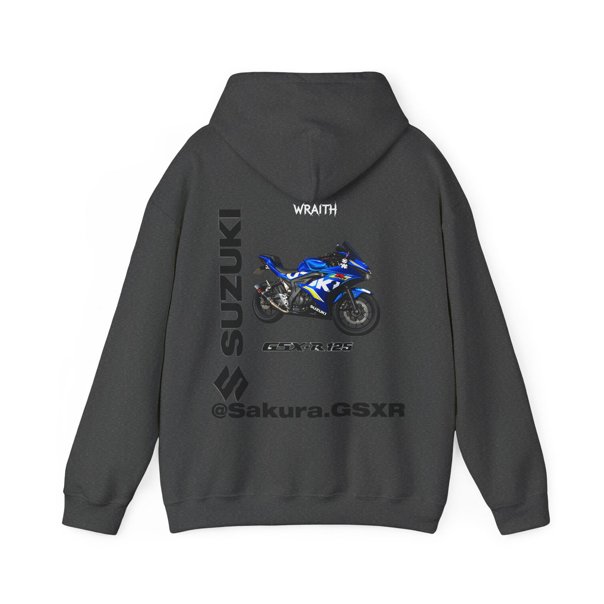 Suzuki GSX-R @sakura.GSXR  Motorcycle Hoodie — Blue Sportbike Graphic