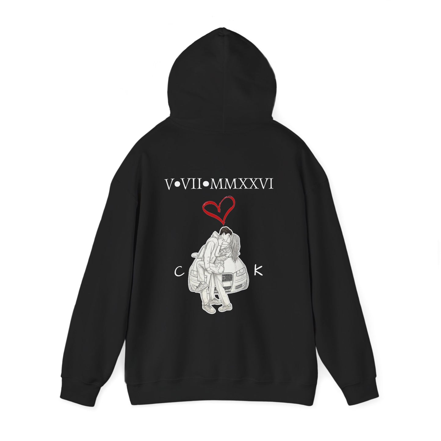 Hoodie — Romantic Roman Numeral Couple Graphic Hoodie (V•VII•MMXXVI)