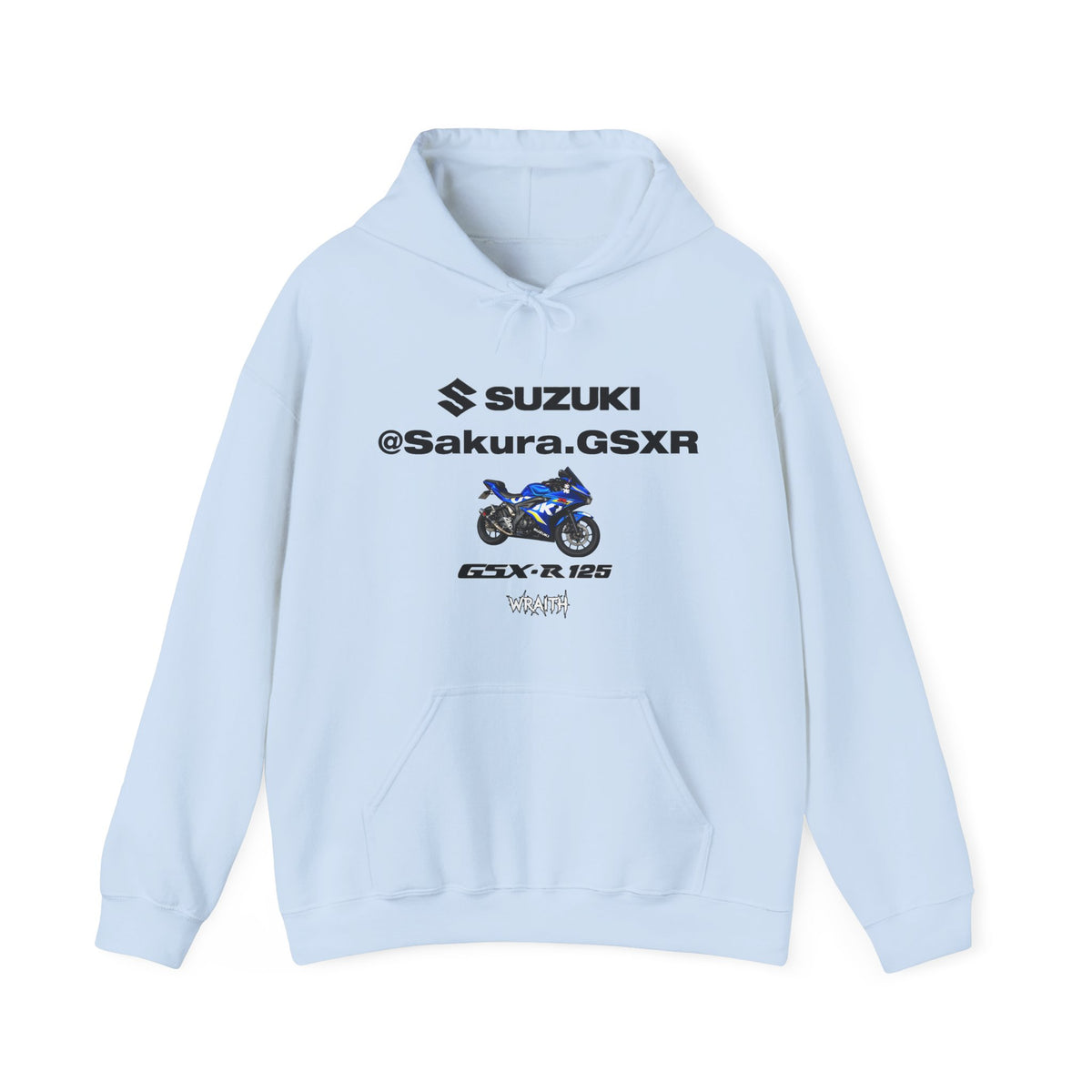 Suzuki GSX-R @sakura.GSXR  Motorcycle Hoodie — Blue Sportbike Graphic