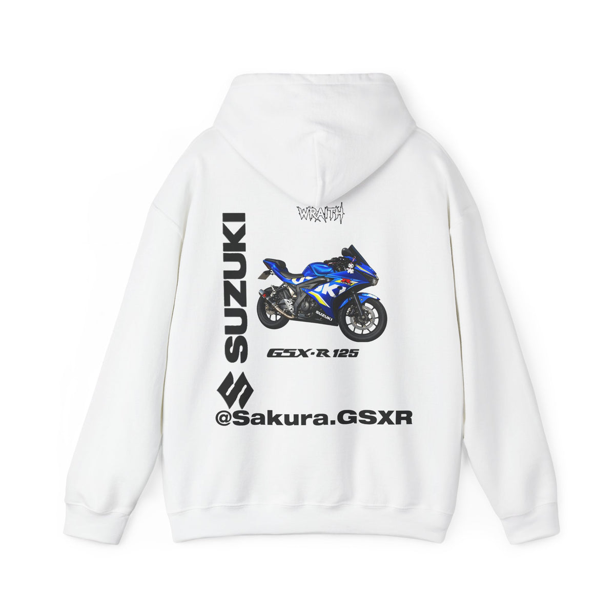 Suzuki GSX-R @sakura.GSXR  Motorcycle Hoodie — Blue Sportbike Graphic