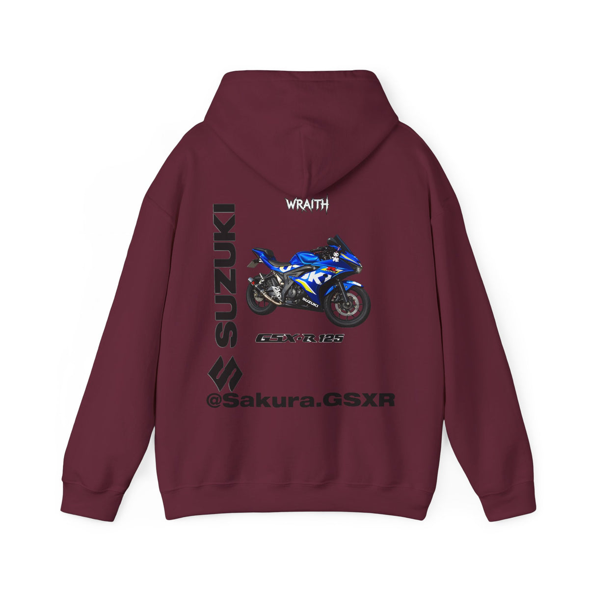 Suzuki GSX-R @sakura.GSXR  Motorcycle Hoodie — Blue Sportbike Graphic