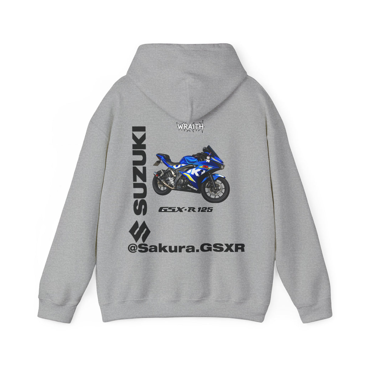 Suzuki GSX-R @sakura.GSXR  Motorcycle Hoodie — Blue Sportbike Graphic