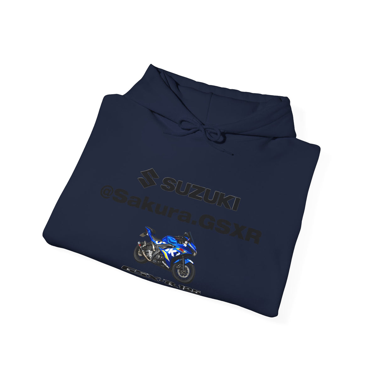 Suzuki GSX-R @sakura.GSXR  Motorcycle Hoodie — Blue Sportbike Graphic