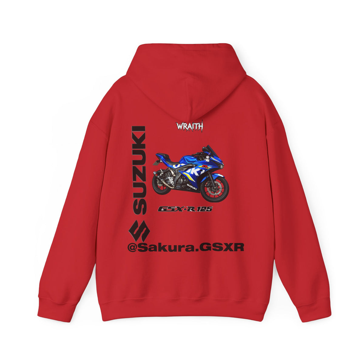 Suzuki GSX-R @sakura.GSXR  Motorcycle Hoodie — Blue Sportbike Graphic