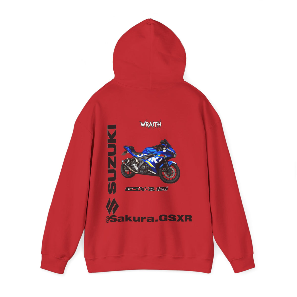 Suzuki GSX-R @sakura.GSXR  Motorcycle Hoodie — Blue Sportbike Graphic
